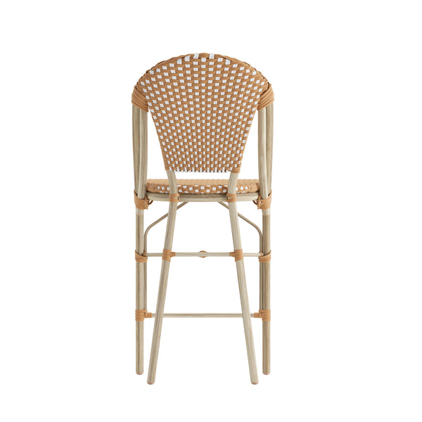 Natural & White/Light Natural Frame |#| 2 Pack All-Weather Commercial Paris Stools with Bamboo Print Frame-Natural/White