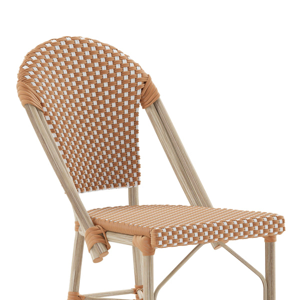 Natural & White/Light Natural Frame |#| 2 Pack All-Weather Commercial Paris Stools with Bamboo Print Frame-Natural/White