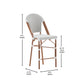 White & Gray/Natural Frame |#| 2 Pack All-Weather Commercial Paris Stools with Bamboo Print Frame-White/Gray