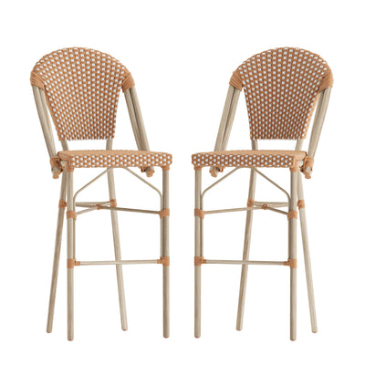 Lourdes Set of 2 Commercial Grade Stackable Indoor/Outdoor Bistro 30" High Bar Height Stools - View 1