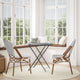 White & Navy/Natural Frame |#| 2 Pack All-Weather Commercial Paris Chairs with Bamboo Print Frame-White/Navy