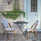White & Navy/Natural Frame |#| 2 Pack All-Weather Commercial Paris Chairs with Bamboo Print Frame-White/Navy