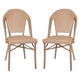 Natural & White/Light Natural Frame |#| 2 Pack All-Weather Commercial Paris Chairs with Bamboo Print Frame-Natural/White