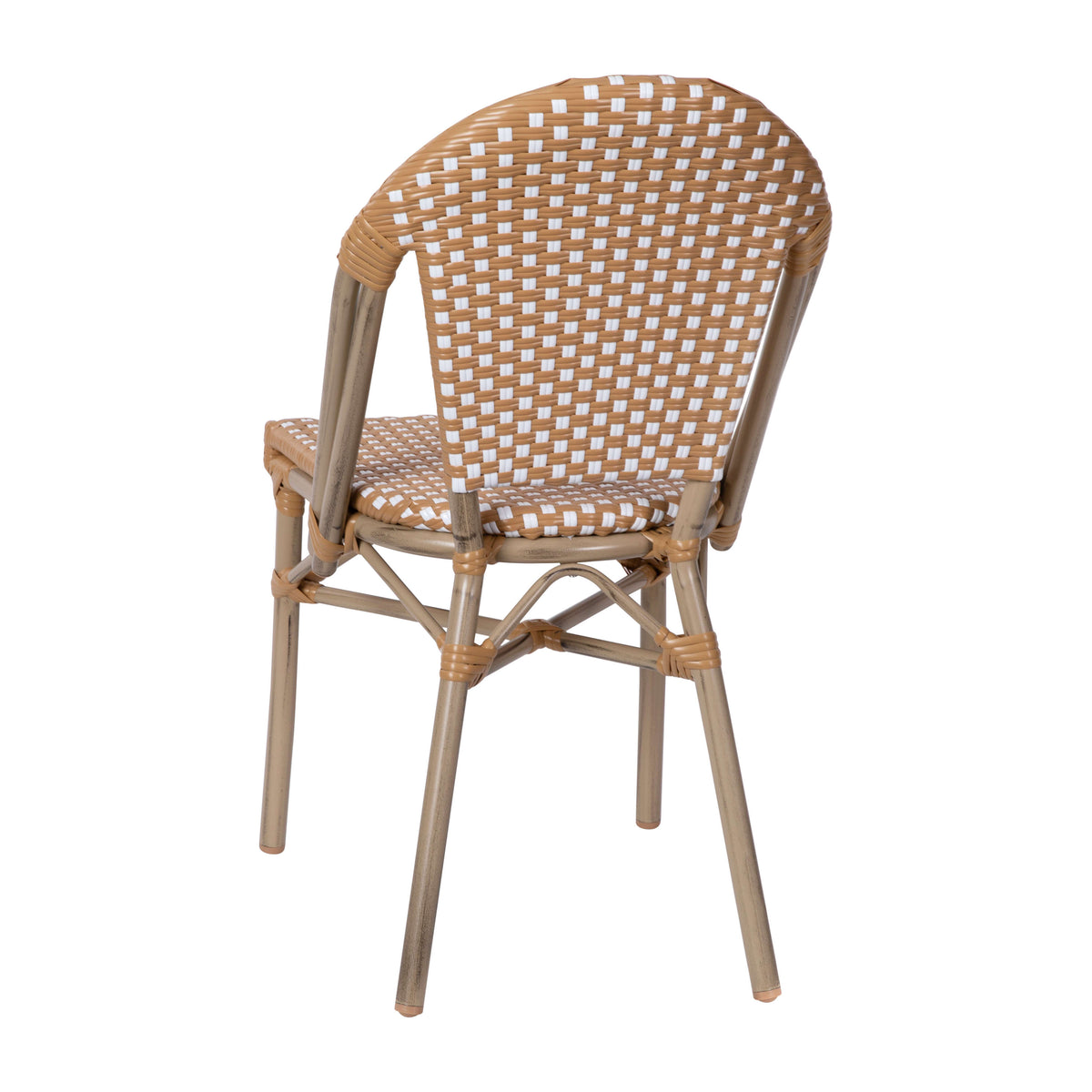 Natural & White/Light Natural Frame |#| 2 Pack All-Weather Commercial Paris Chairs with Bamboo Print Frame-Natural/White