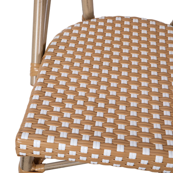 Natural & White/Light Natural Frame |#| 2 Pack All-Weather Commercial Paris Chairs with Bamboo Print Frame-Natural/White