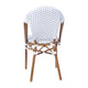 White & Gray/Natural Frame |#| 2 Pack All-Weather Commercial Paris Chairs with Bamboo Print Frame-White/Gray