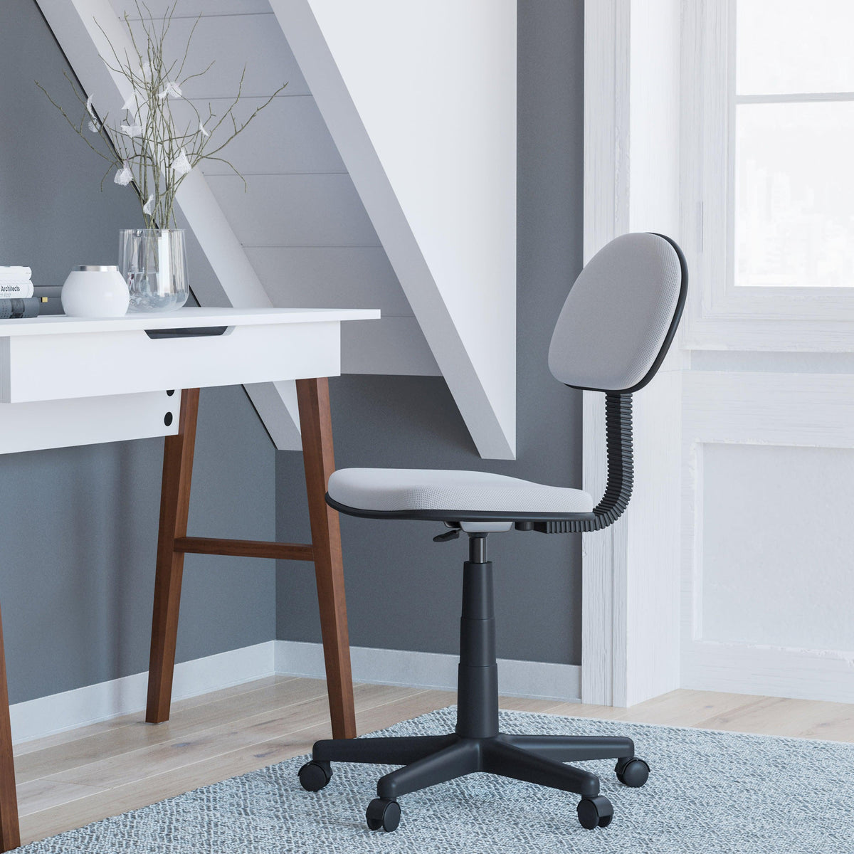 Gray |#| Gray Adjustable Mesh Swivel Task Office Chair with Padded Back and Seat