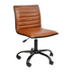 Brown Vinyl/Black Frame |#| Low Back Designer Armless Brown Ribbed Swivel Task Office Chair - Home Office