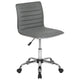 Light Gray Vinyl/Chrome Frame |#| Low Back Designer Armless Light Gray Ribbed Swivel Task Office Chair, Desk Chair