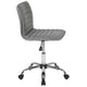 Light Gray Vinyl/Chrome Frame |#| Low Back Designer Armless Light Gray Ribbed Swivel Task Office Chair, Desk Chair