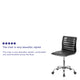 Black Vinyl/Chrome Frame |#| Low Back Designer Armless Black Ribbed Swivel Task Office Chair - Home Office