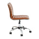 Brown Vinyl/Chrome Frame |#| Low Back Designer Armless Brown Ribbed Swivel Task Office Chair, Desk Chair