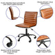 Brown Vinyl/Black Frame |#| Low Back Designer Armless Brown Ribbed Swivel Task Office Chair - Home Office