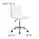 White Vinyl/Chrome Frame |#| Low Back Designer Armless White Ribbed Swivel Task Office Chair - Home Office