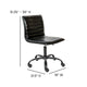 Black Vinyl/Black Frame |#| Low Back Designer Armless Black Ribbed Swivel Task Office Chair - Home Office