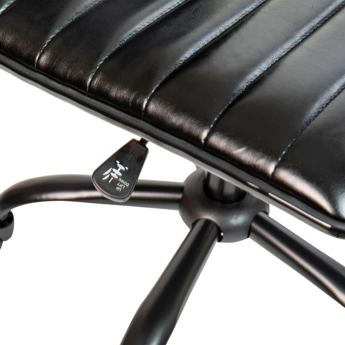 Black Vinyl/Black Frame |#| Low Back Designer Armless Black Ribbed Swivel Task Office Chair - Home Office