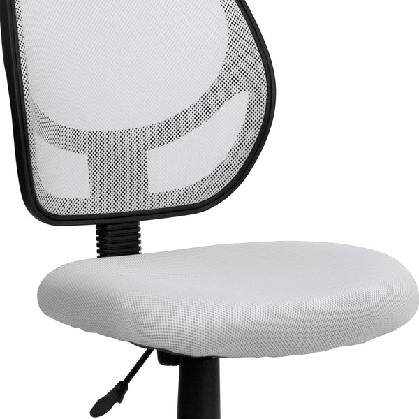 White |#| Low Back White Transparent Mesh Back Adjustable Height Swivel Task Office Chair