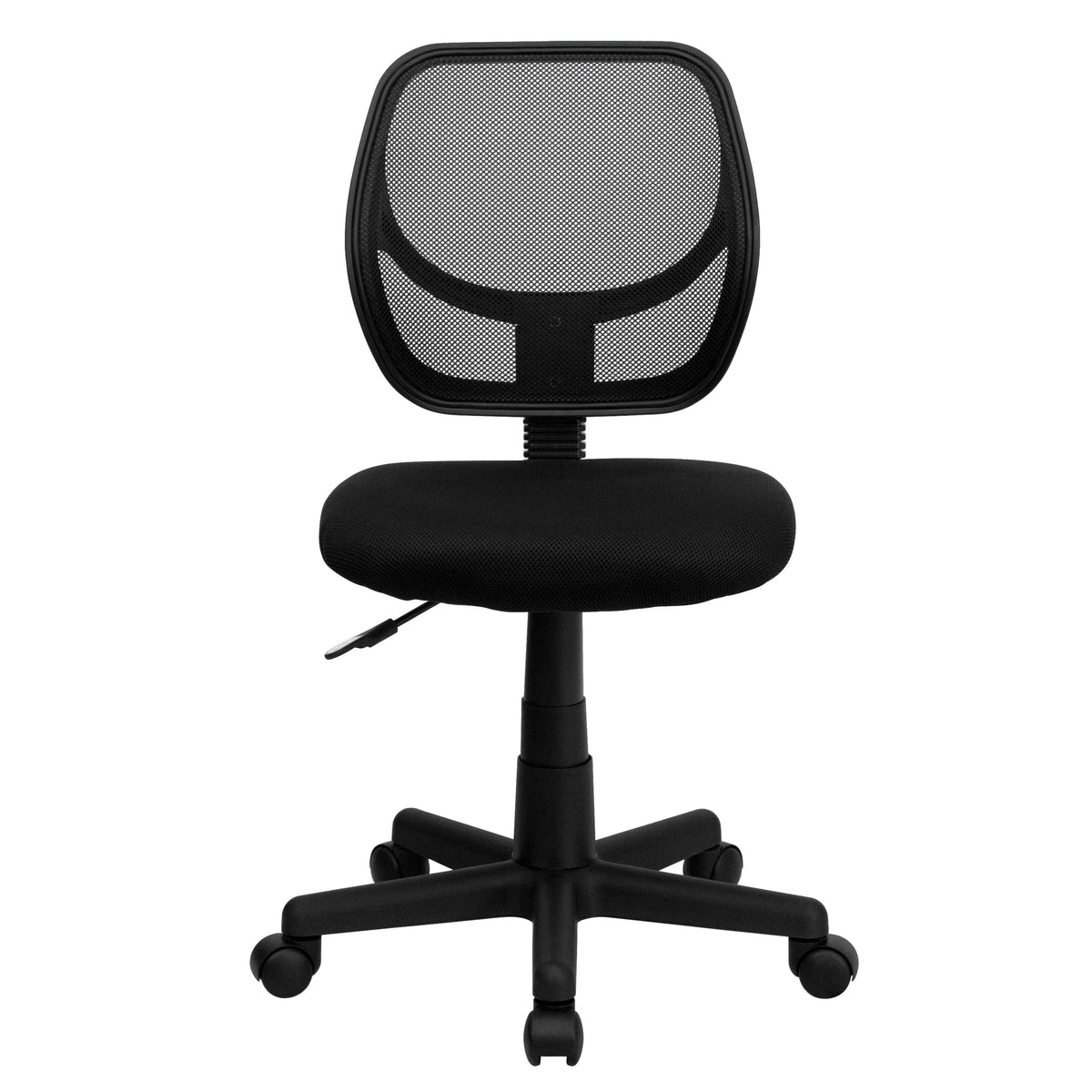 Black |#| Low Back Black Mesh Swivel Task Office Chair with Curved Square Back