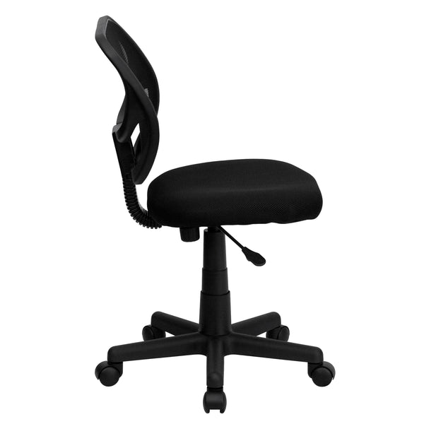 Black |#| Low Back Black Mesh Swivel Task Office Chair with Curved Square Back