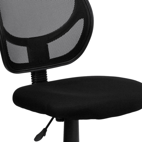 Black |#| Low Back Black Mesh Swivel Task Office Chair with Curved Square Back