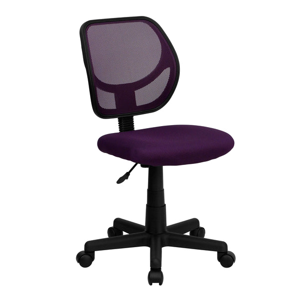 Purple |#| Low Back Purple Transparent Mesh Back Adjustable Height Swivel Task Office Chair