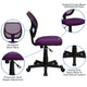 Purple |#| Low Back Purple Transparent Mesh Back Adjustable Height Swivel Task Office Chair