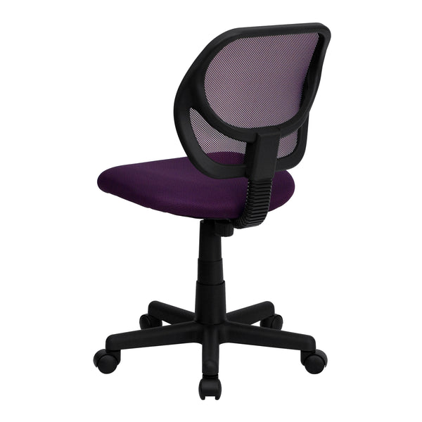 Purple |#| Low Back Purple Transparent Mesh Back Adjustable Height Swivel Task Office Chair