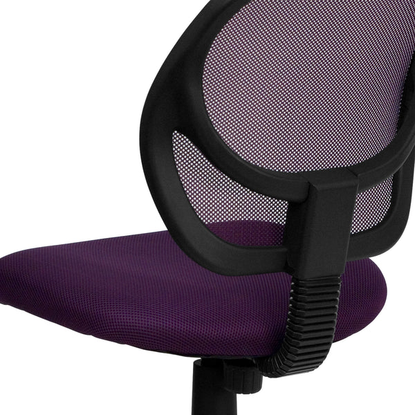 Purple |#| Low Back Purple Transparent Mesh Back Adjustable Height Swivel Task Office Chair