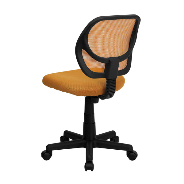 Orange |#| Low Back Orange Transparent Mesh Back Adjustable Height Swivel Task Office Chair