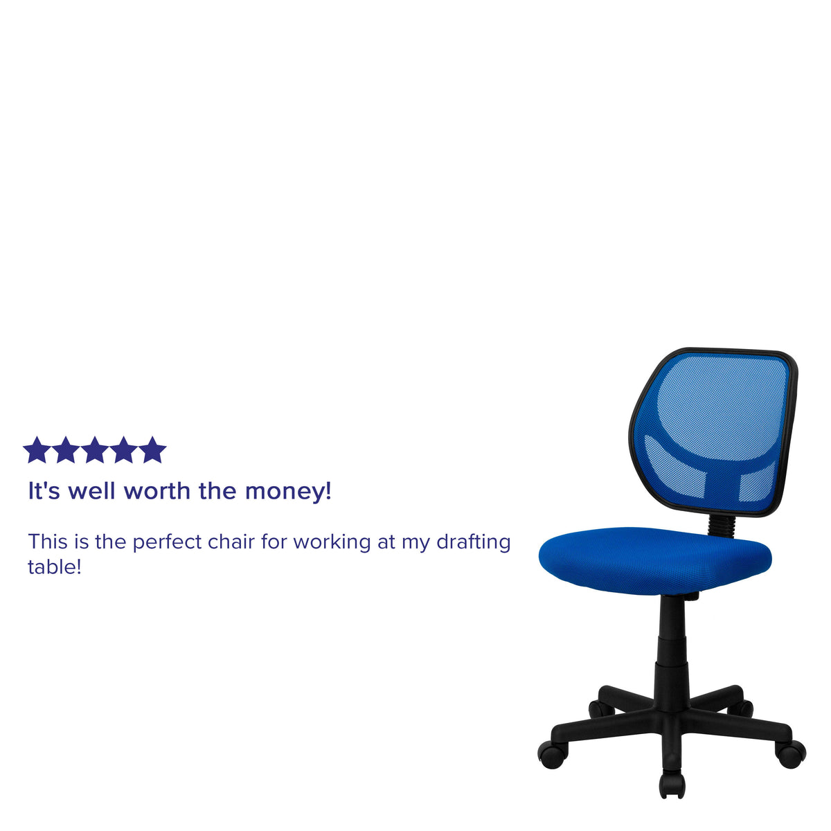 Blue |#| Low Back Blue Transparent Mesh Back Adjustable Height Swivel Task Office Chair