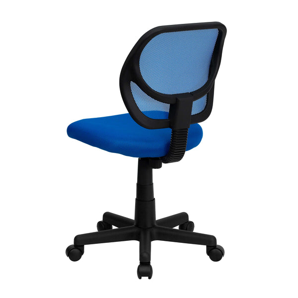 Blue |#| Low Back Blue Transparent Mesh Back Adjustable Height Swivel Task Office Chair