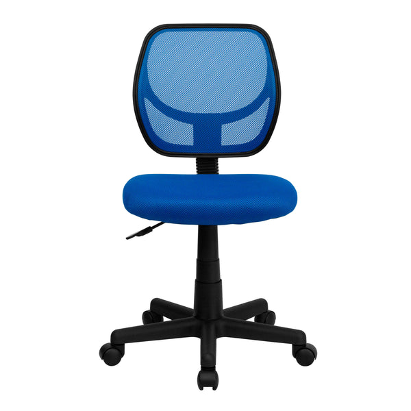 Blue |#| Low Back Blue Transparent Mesh Back Adjustable Height Swivel Task Office Chair