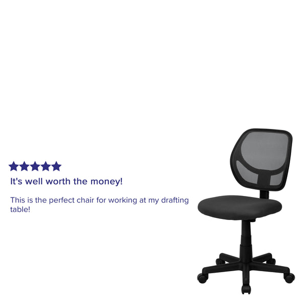 Gray |#| Low Back Gray Transparent Mesh Swivel Task Office Chair with Curved Square Back