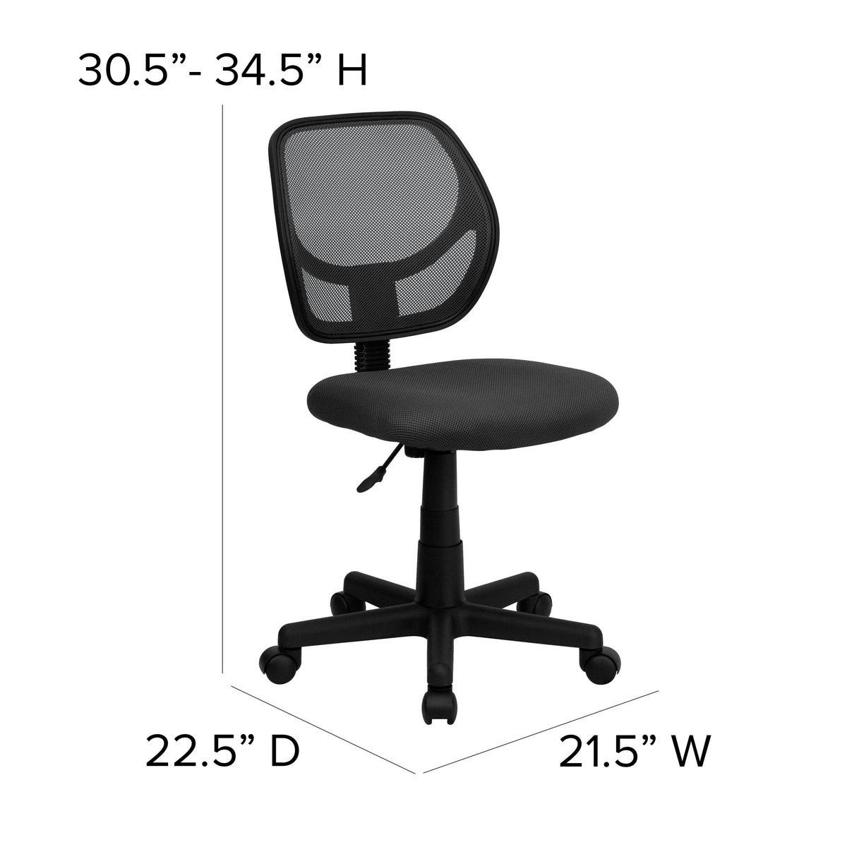 Gray |#| Low Back Gray Transparent Mesh Swivel Task Office Chair with Curved Square Back