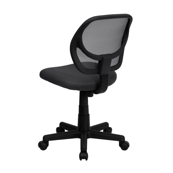 Gray |#| Low Back Gray Transparent Mesh Swivel Task Office Chair with Curved Square Back