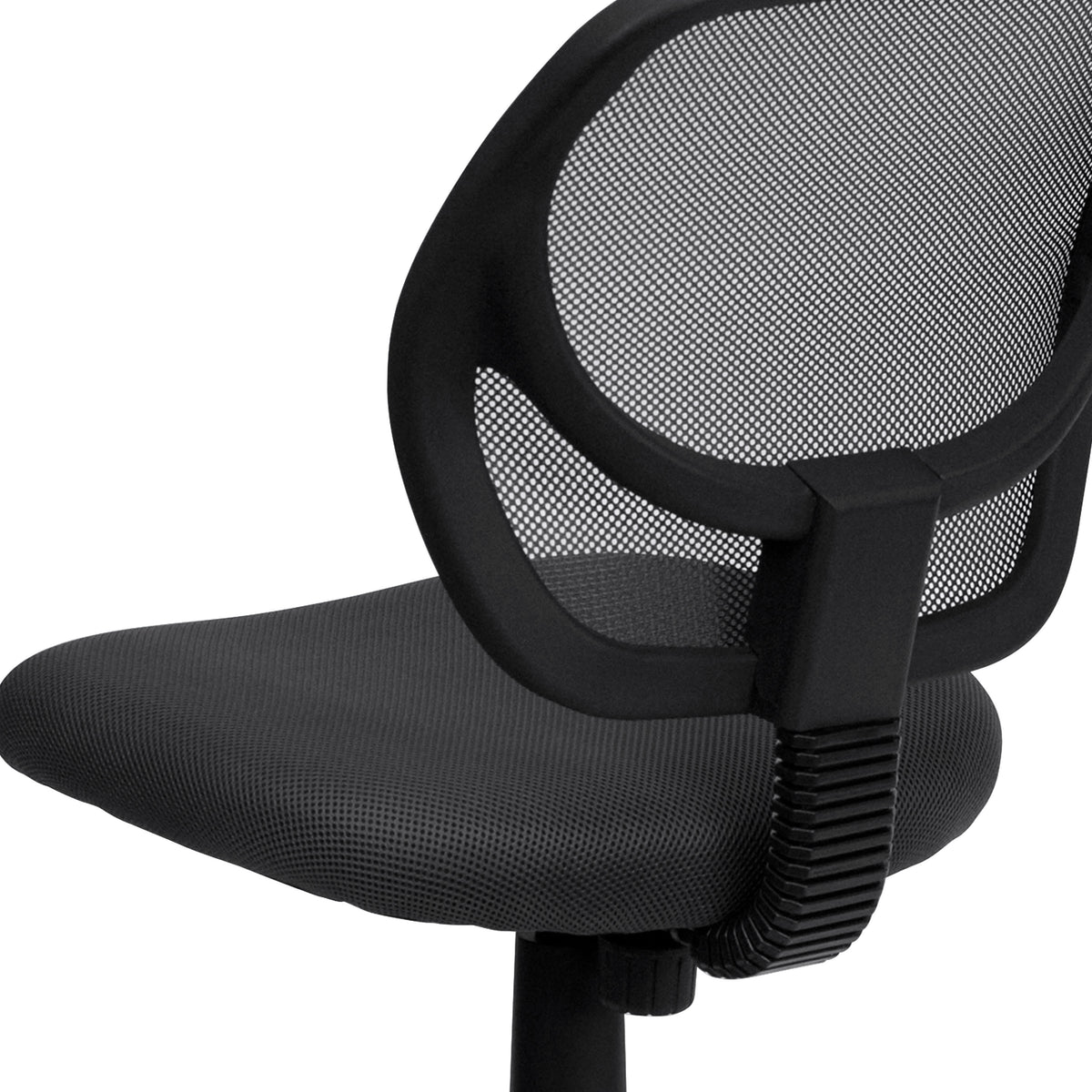 Gray |#| Low Back Gray Transparent Mesh Swivel Task Office Chair with Curved Square Back