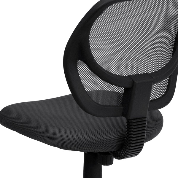 Gray |#| Low Back Gray Transparent Mesh Swivel Task Office Chair with Curved Square Back