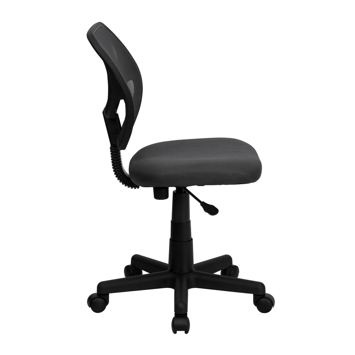 Gray |#| Low Back Gray Transparent Mesh Swivel Task Office Chair with Curved Square Back