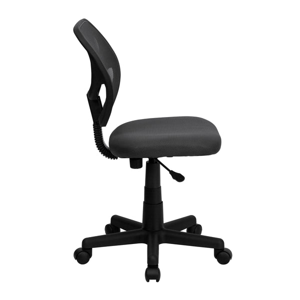 Gray |#| Low Back Gray Transparent Mesh Swivel Task Office Chair with Curved Square Back
