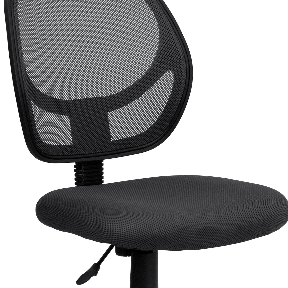 Gray |#| Low Back Gray Transparent Mesh Swivel Task Office Chair with Curved Square Back