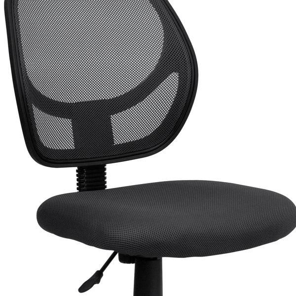Gray |#| Low Back Gray Transparent Mesh Swivel Task Office Chair with Curved Square Back