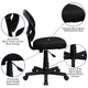 Black |#| Low Back Black Mesh Swivel Task Office Chair with Curved Square Back