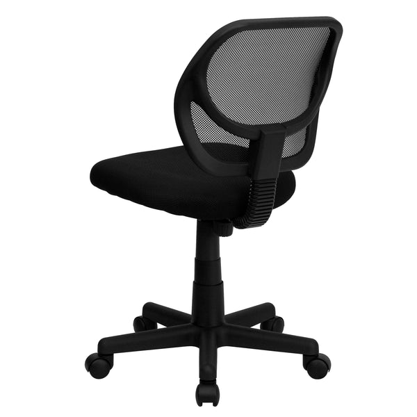 Black |#| Low Back Black Mesh Swivel Task Office Chair with Curved Square Back