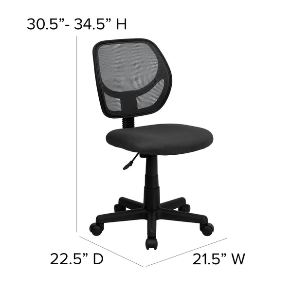 Gray |#| Low Back Gray Transparent Mesh Swivel Task Office Chair with Curved Square Back