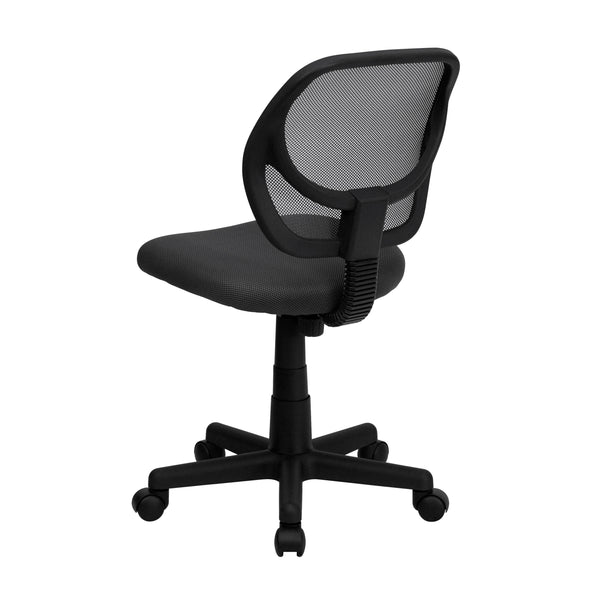 Gray |#| Low Back Gray Transparent Mesh Swivel Task Office Chair with Curved Square Back