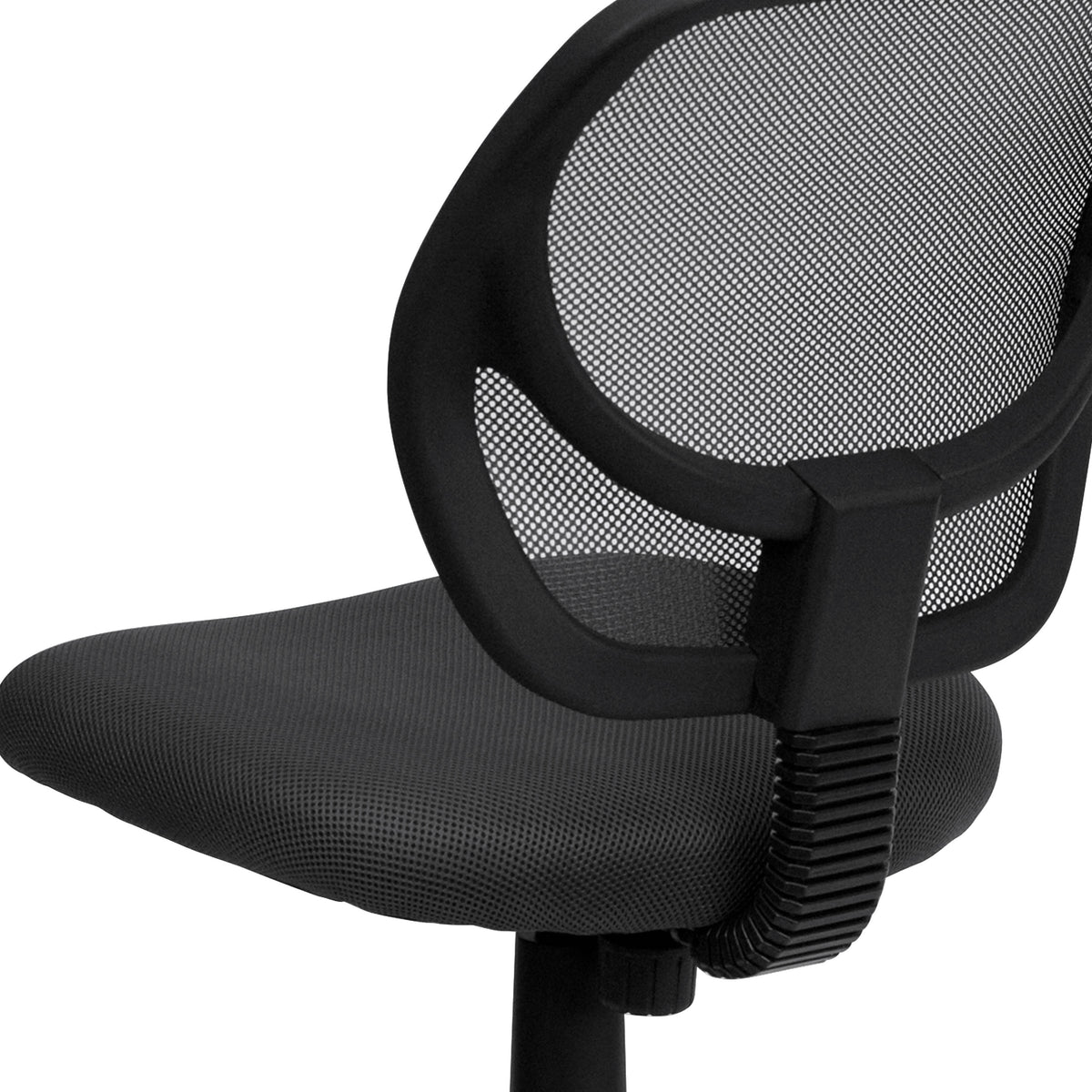Gray |#| Low Back Gray Transparent Mesh Swivel Task Office Chair with Curved Square Back