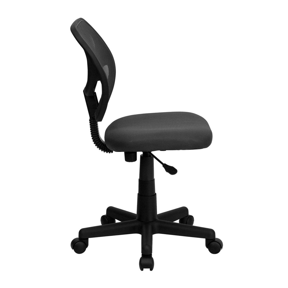 Gray |#| Low Back Gray Transparent Mesh Swivel Task Office Chair with Curved Square Back