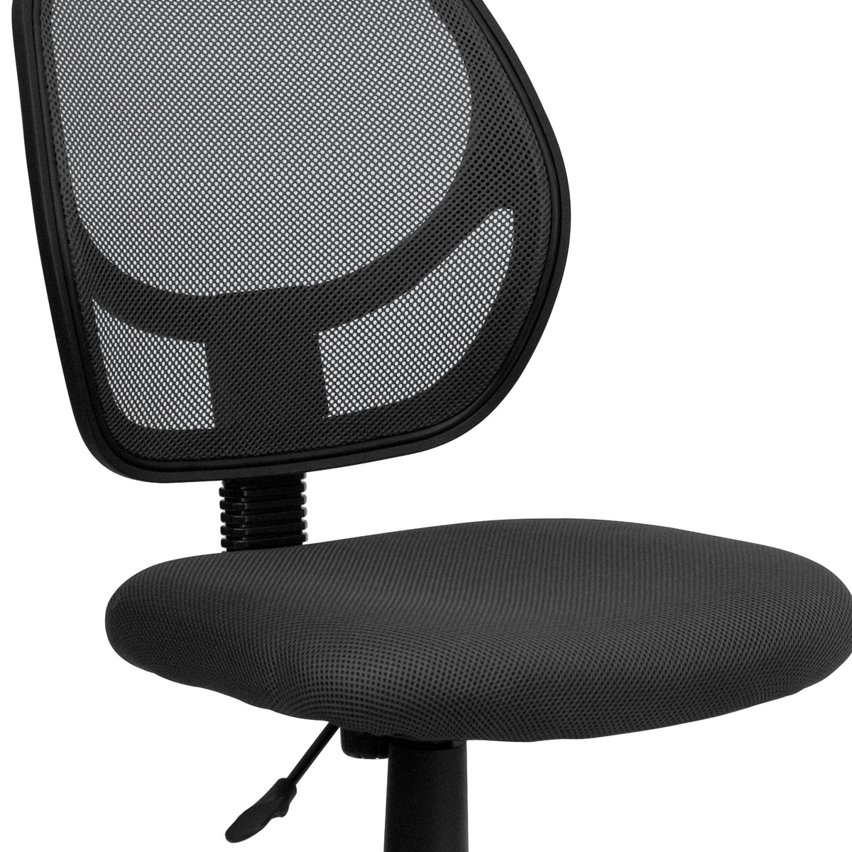 Gray |#| Low Back Gray Transparent Mesh Swivel Task Office Chair with Curved Square Back