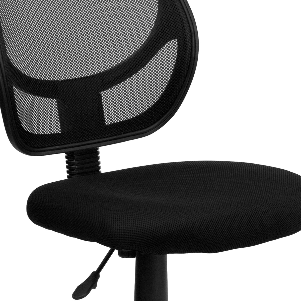 Black |#| Low Back Black Mesh Swivel Task Office Chair with Curved Square Back