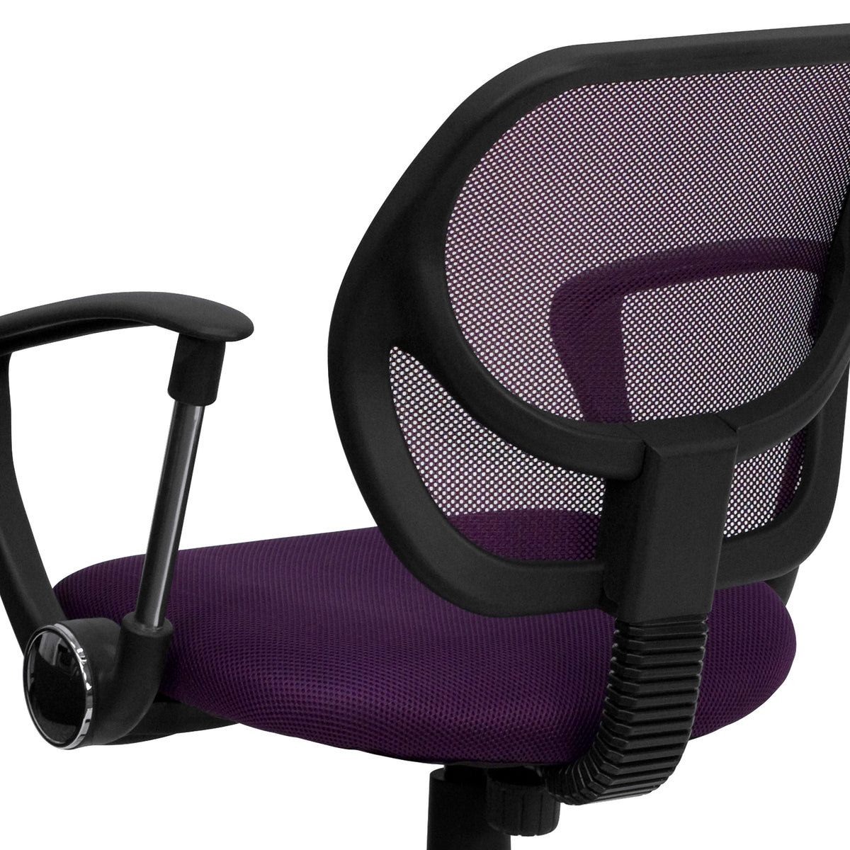 Purple |#| Low Back Purple Mesh Back Adjustable Height Swivel Task Office Chair with Arms